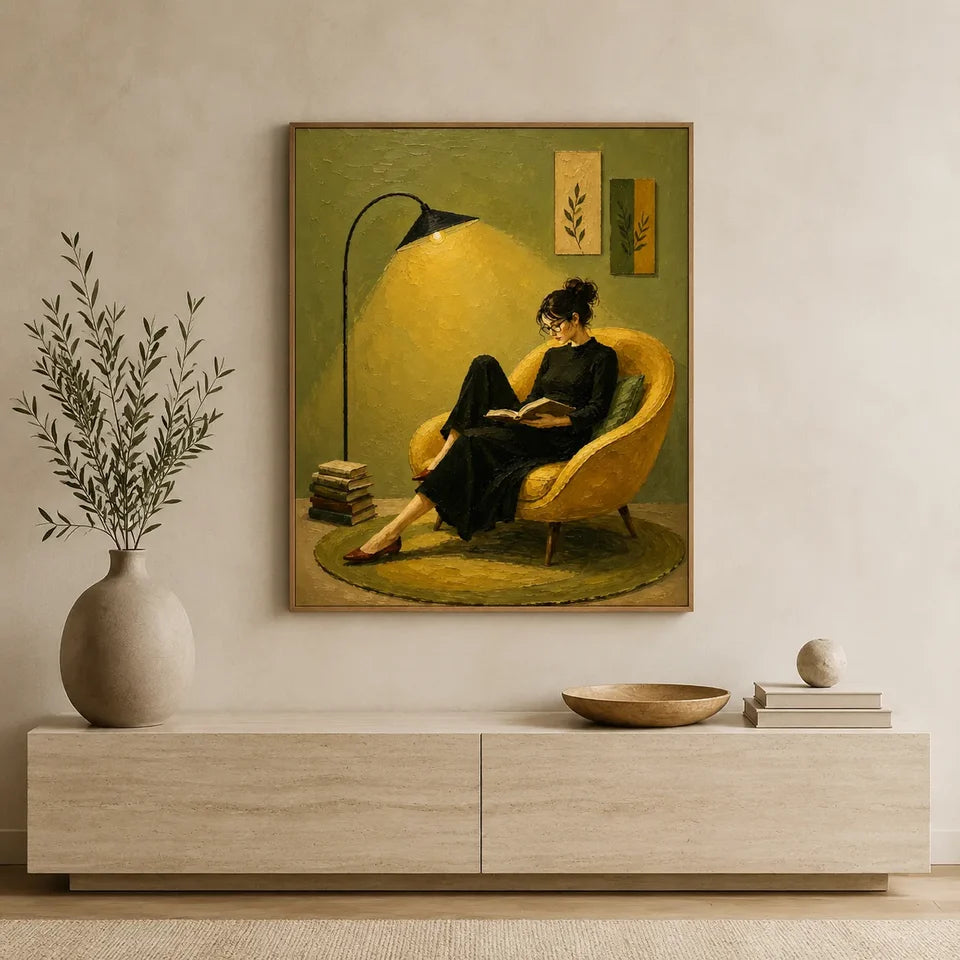 Textured Reading Woman Wall Art