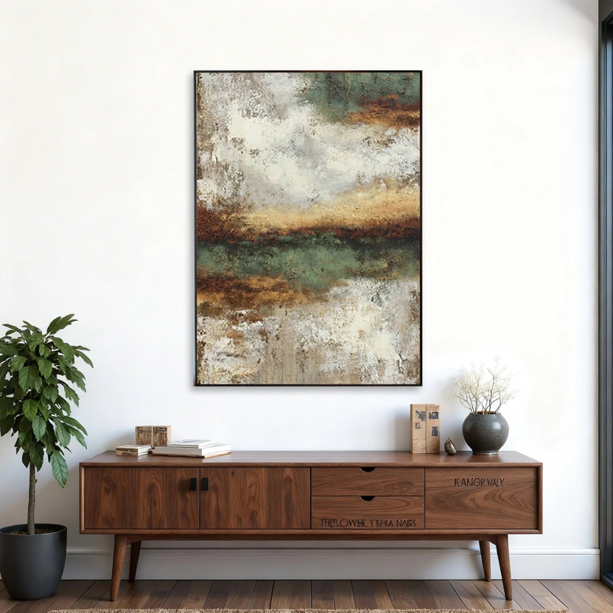 Plaster Textured Rust Horizon Wall Art