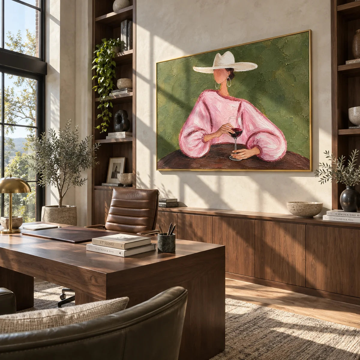 Textured Woman with Wine Wall Art