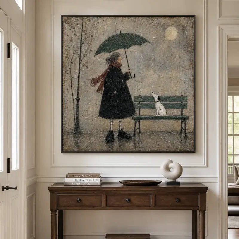 Winter Rain Bench Companion Wall Art