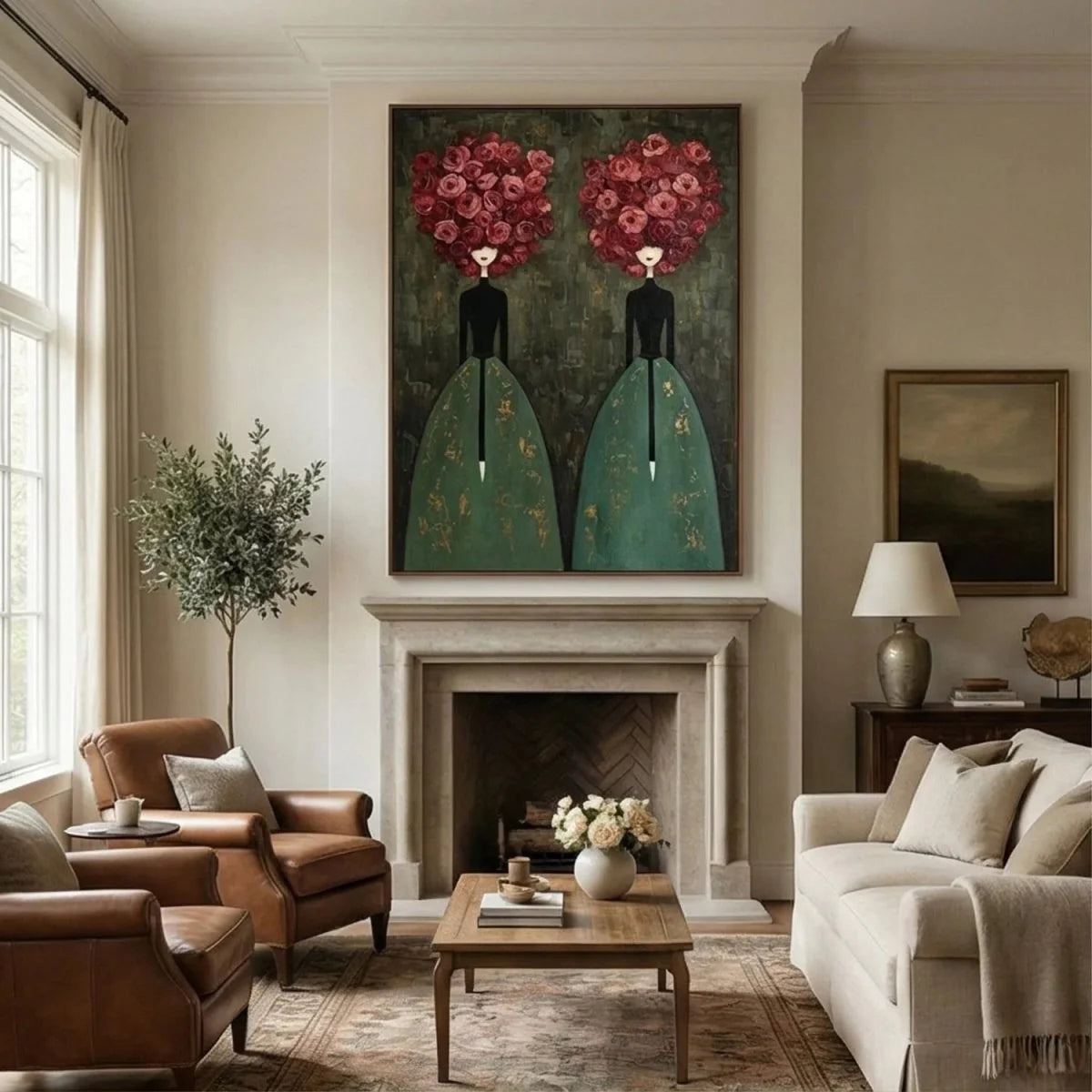 Textured Rose-Head Twins Wall Art