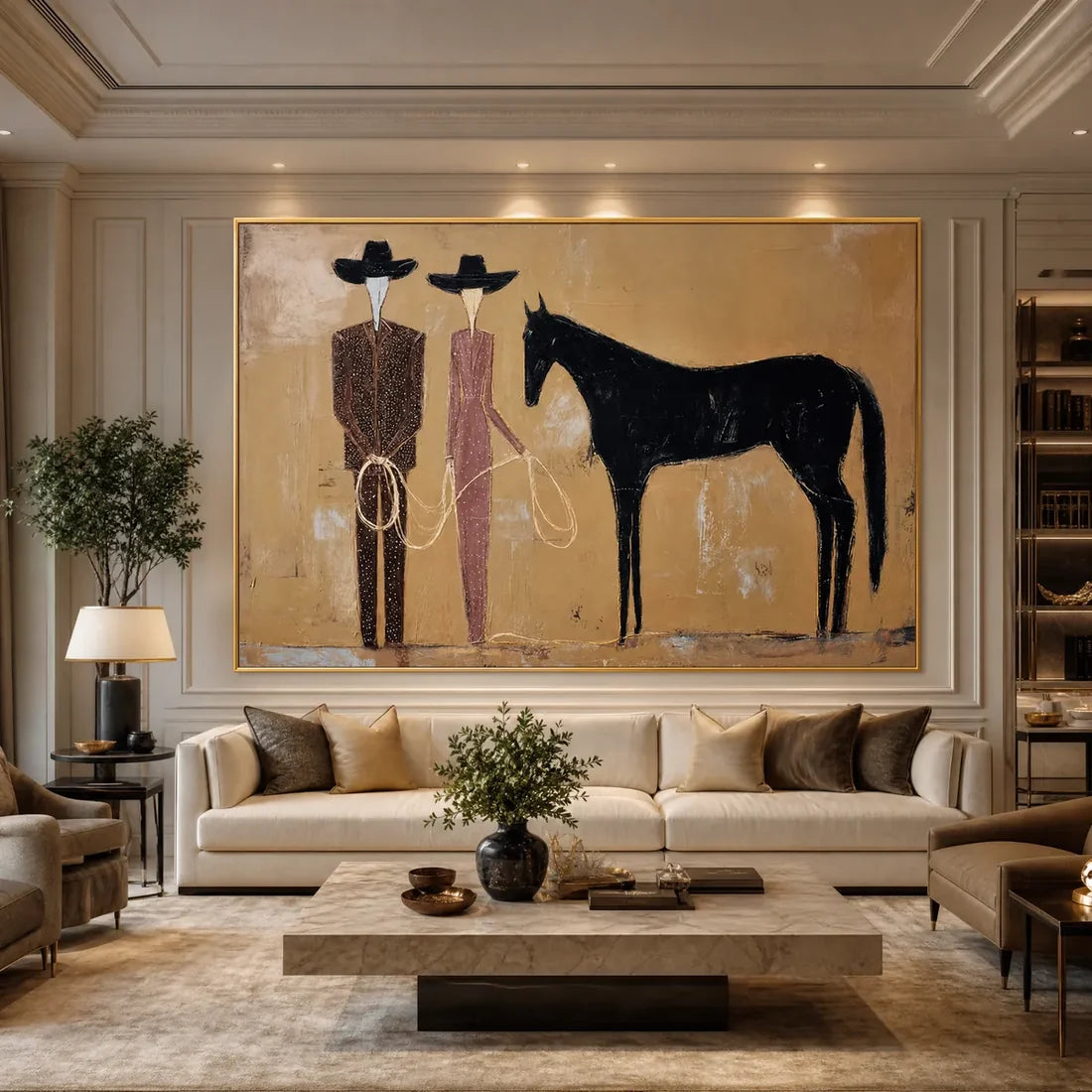 Abstract Western Duo & Black Horse Wall Art