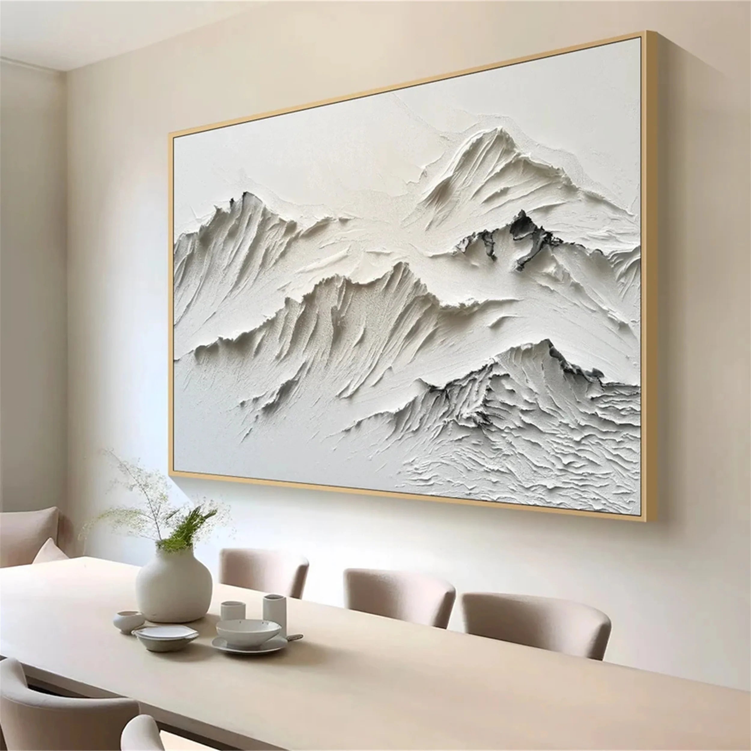White Minimalist Textured Painting Canvas #MM158