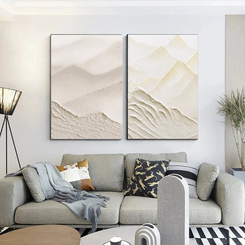 3D Textured Mountain Wave Wall Art Set of 2