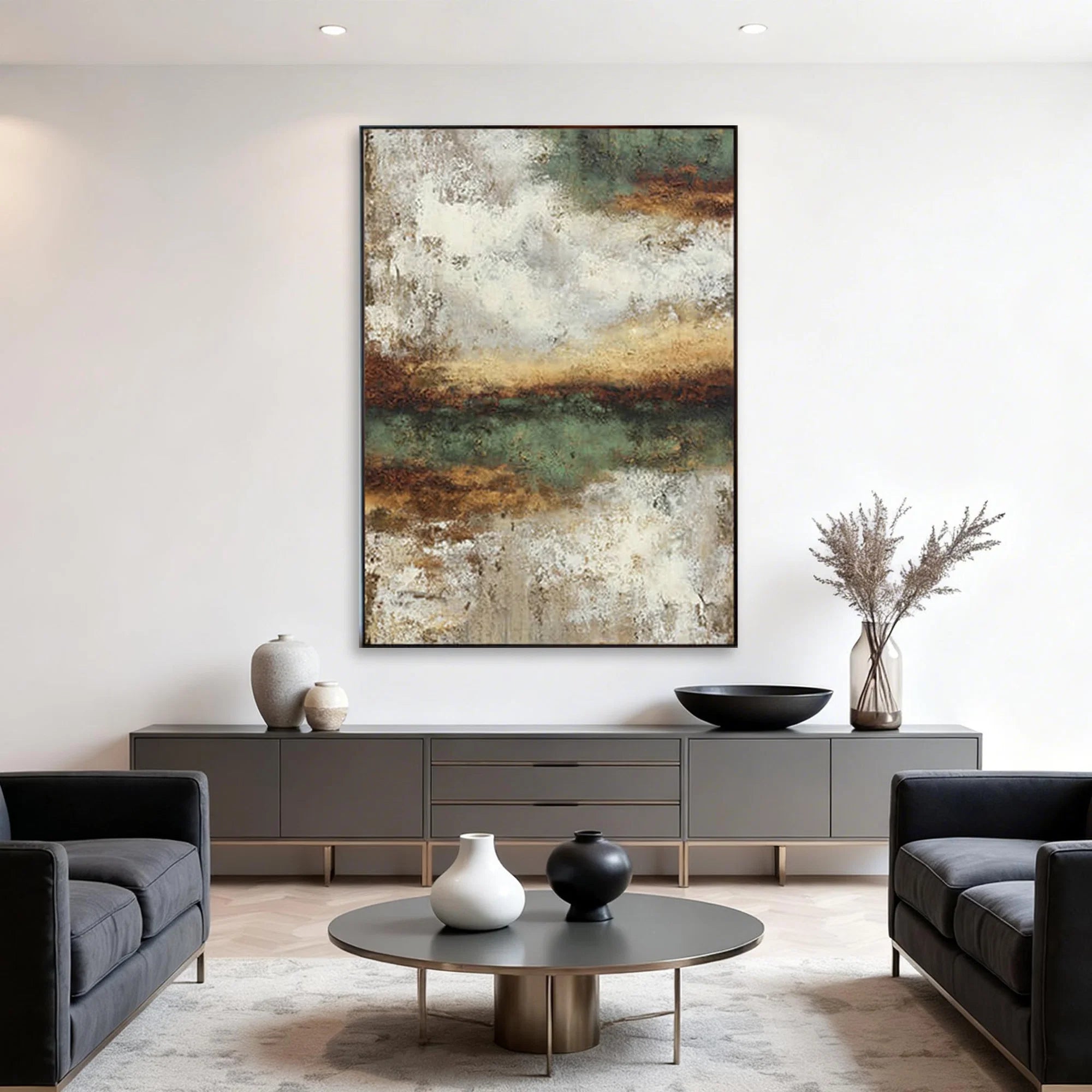 Plaster Textured Rust Horizon Wall Art