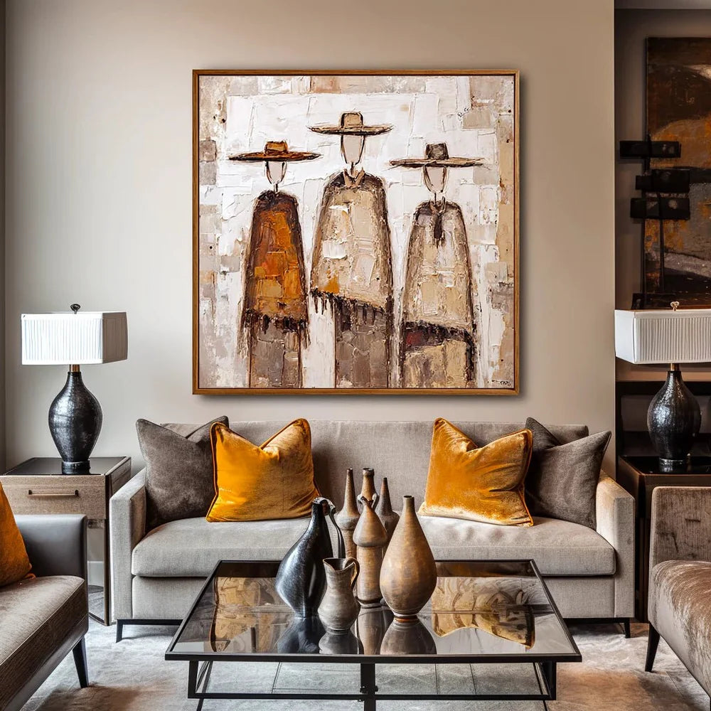 Impasto Trio in Hats Wall Art
