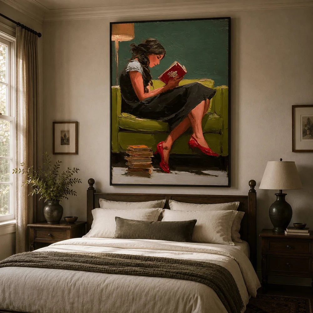 Reading Woman in Red Heels Wall Art