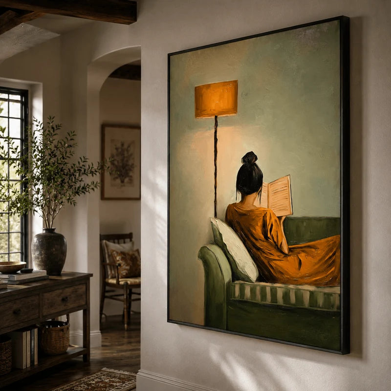 Reading Woman in Orange Wall Art