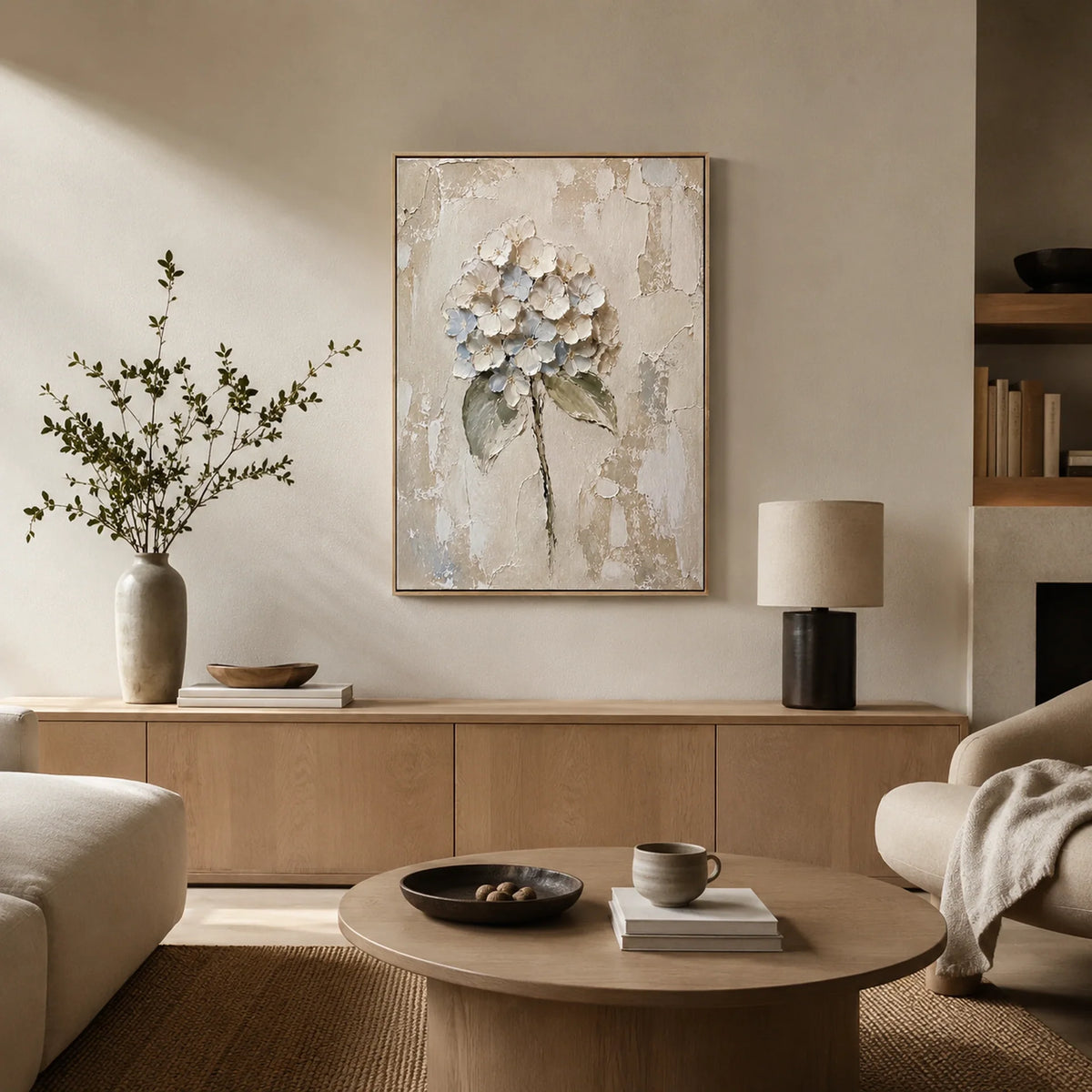 Sculptural White Hydrangea Wall Art
