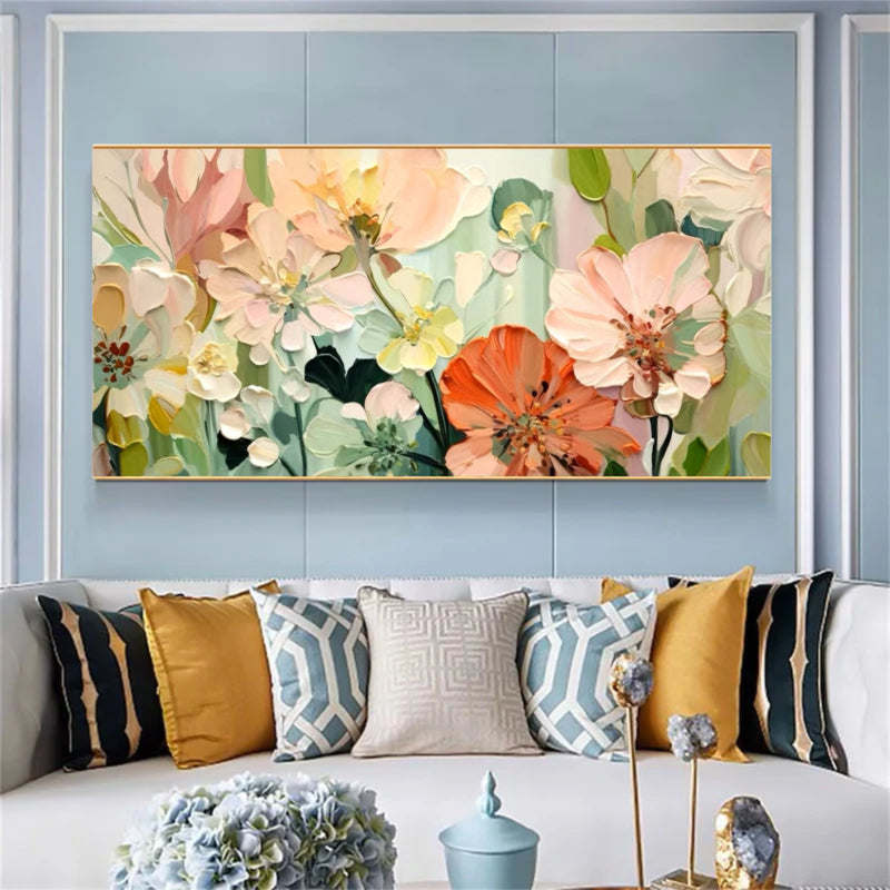 Soft Floral Wall Art – Large Abstract Flower Canvas Painting