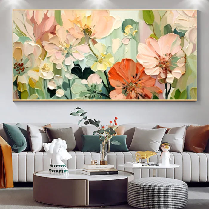 Soft Floral Wall Art – Large Abstract Flower Canvas Painting