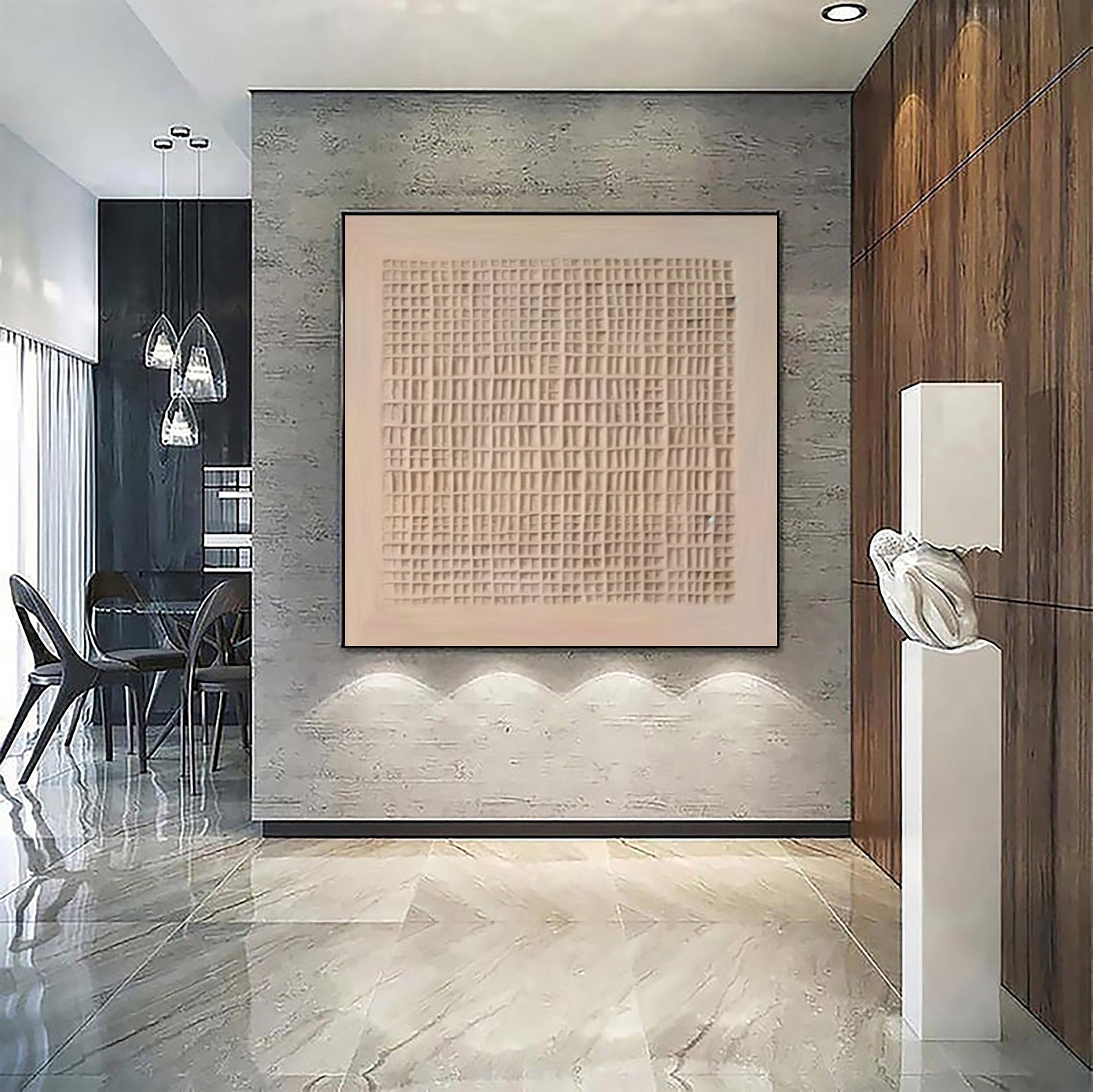 Minimalist Textured Neutral Wall Art – Abstract Geometric Canvas #BB026