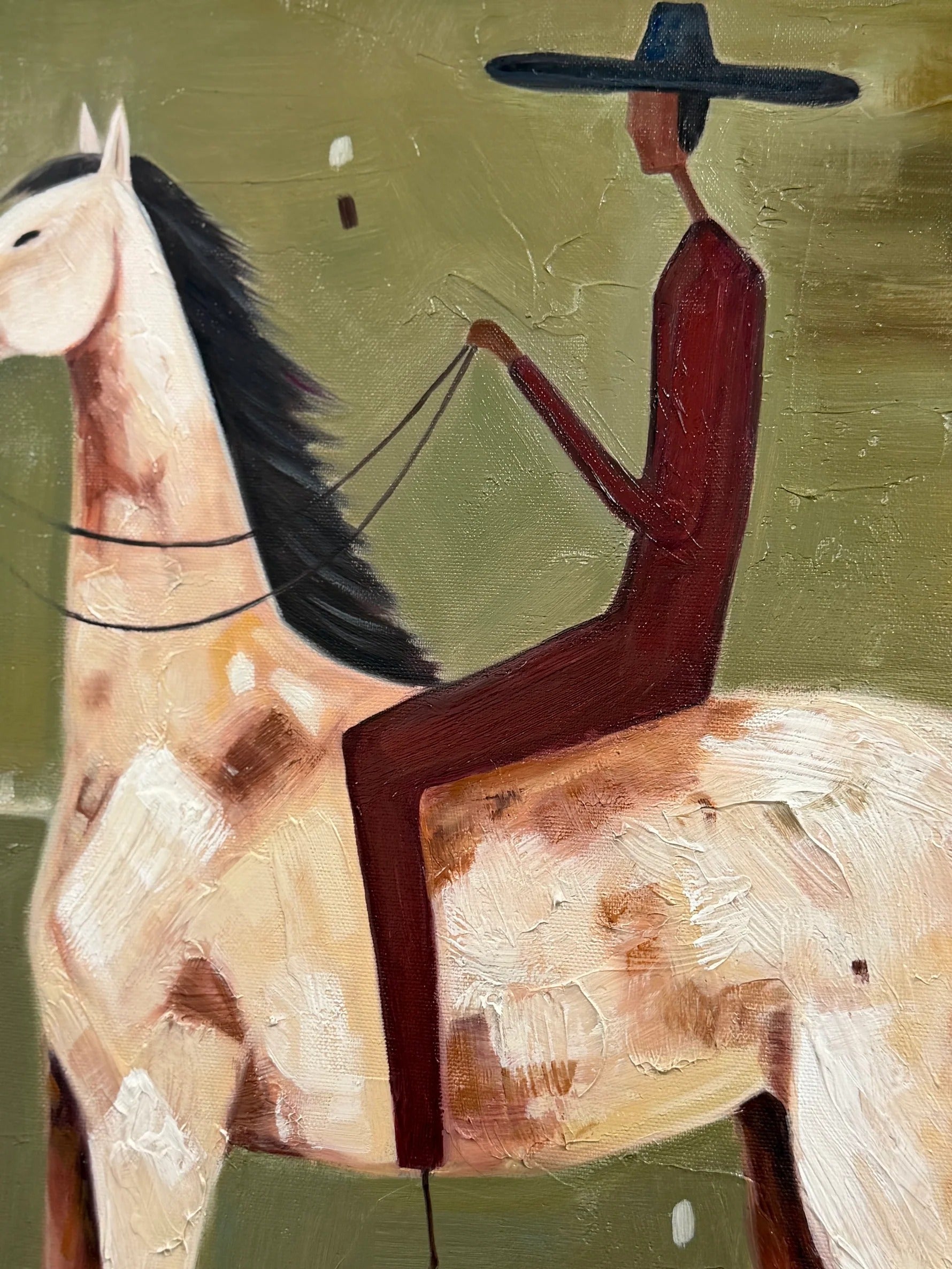 Minimalist Horse Rider Wall Art – Modern Equestrian Canvas Painting